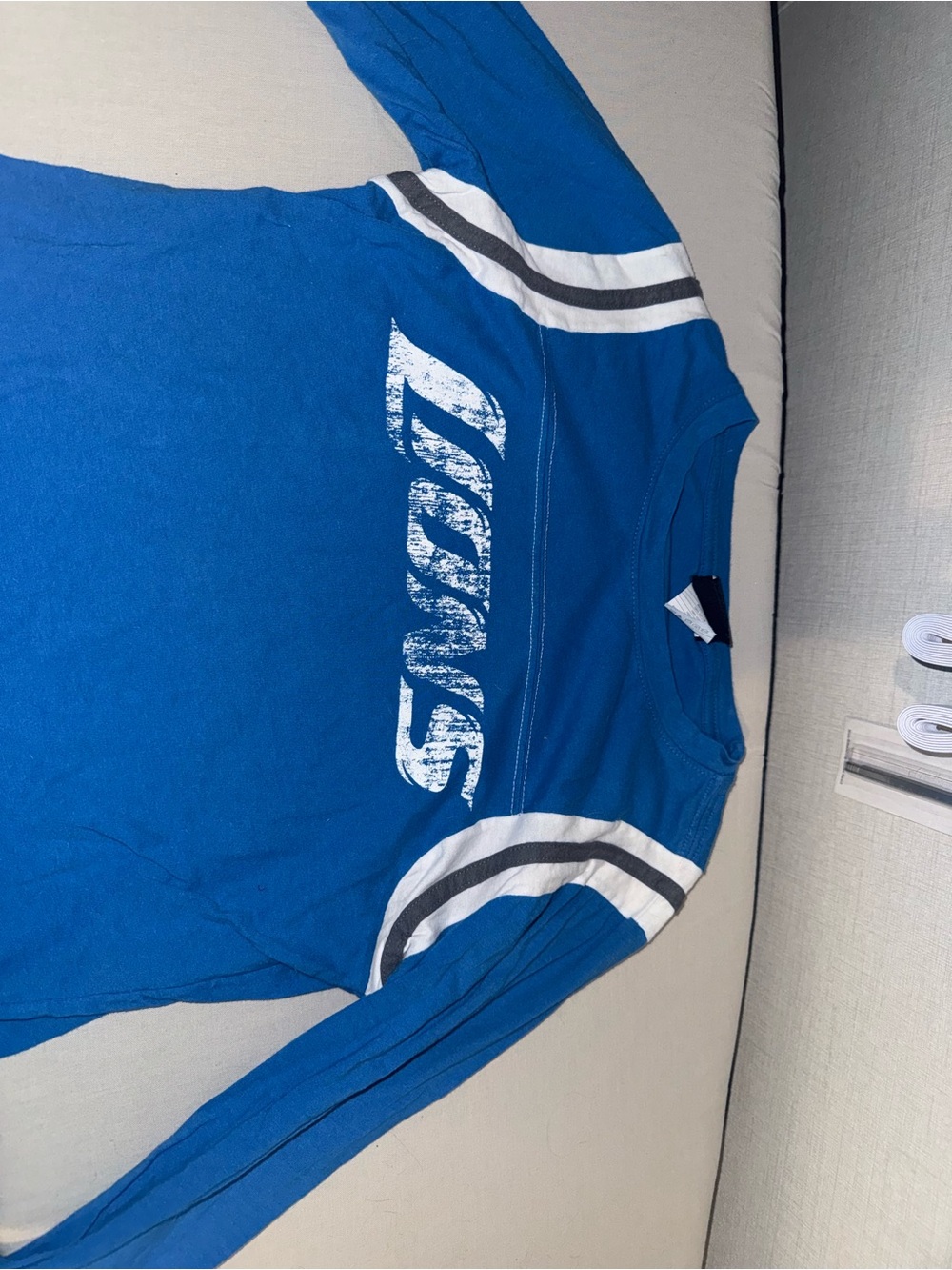 Aeropostale Royal Blue Long Sleeve Graphic Tee with White & Gray Stripes